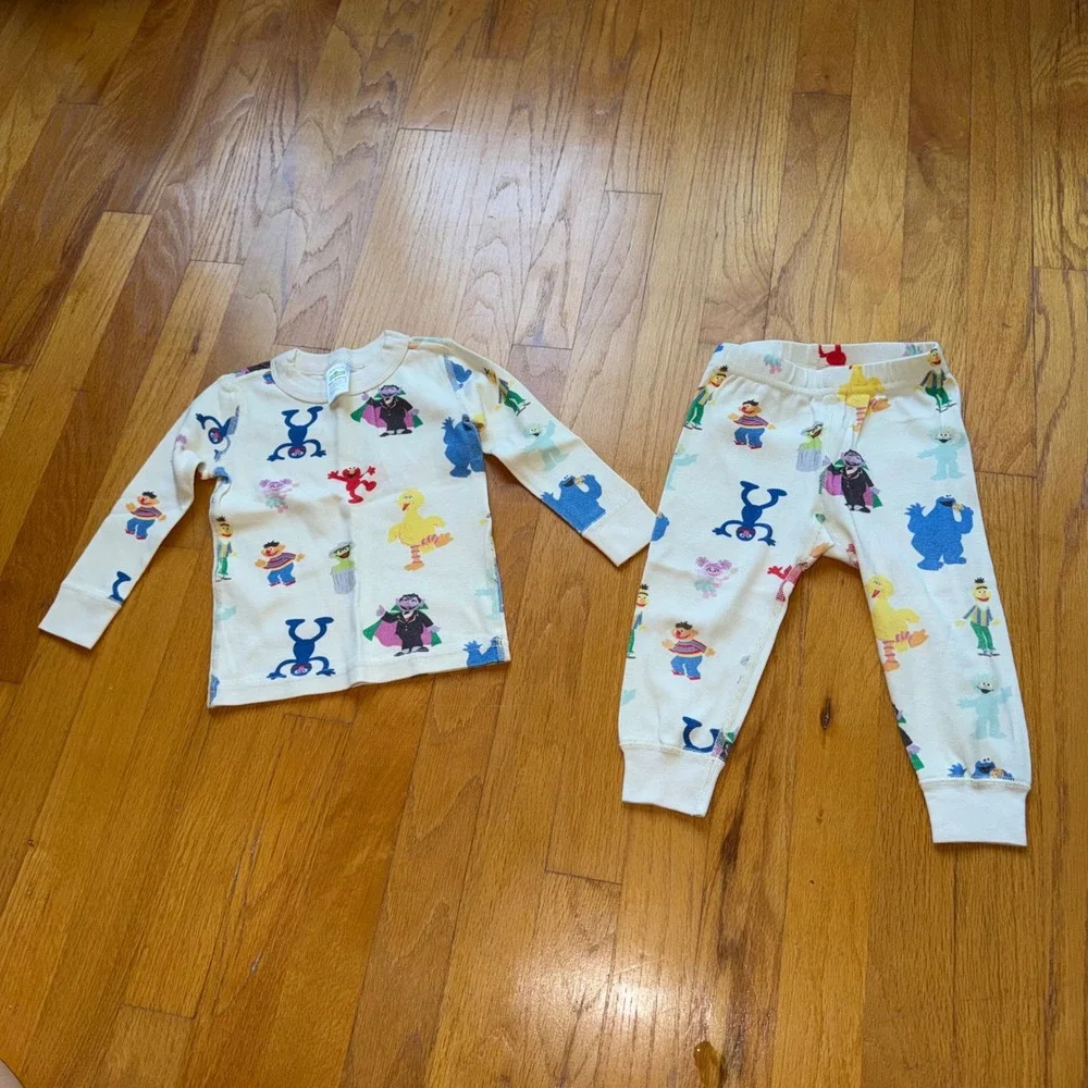 Hanna Andersson Sesame Street Organic Cotton Pajama Set Kids 2T Elmo Big Bird
